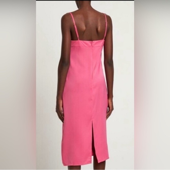 Revolve WeWoreWhat Cowl‎ Midi Satin Slip Dress in Hot Pink NWT Size 6 - Picture 4 of 4